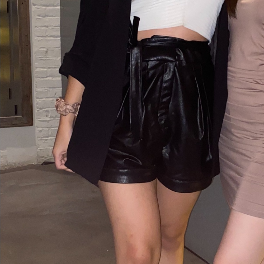 Black Leather High Waisted Shorts
